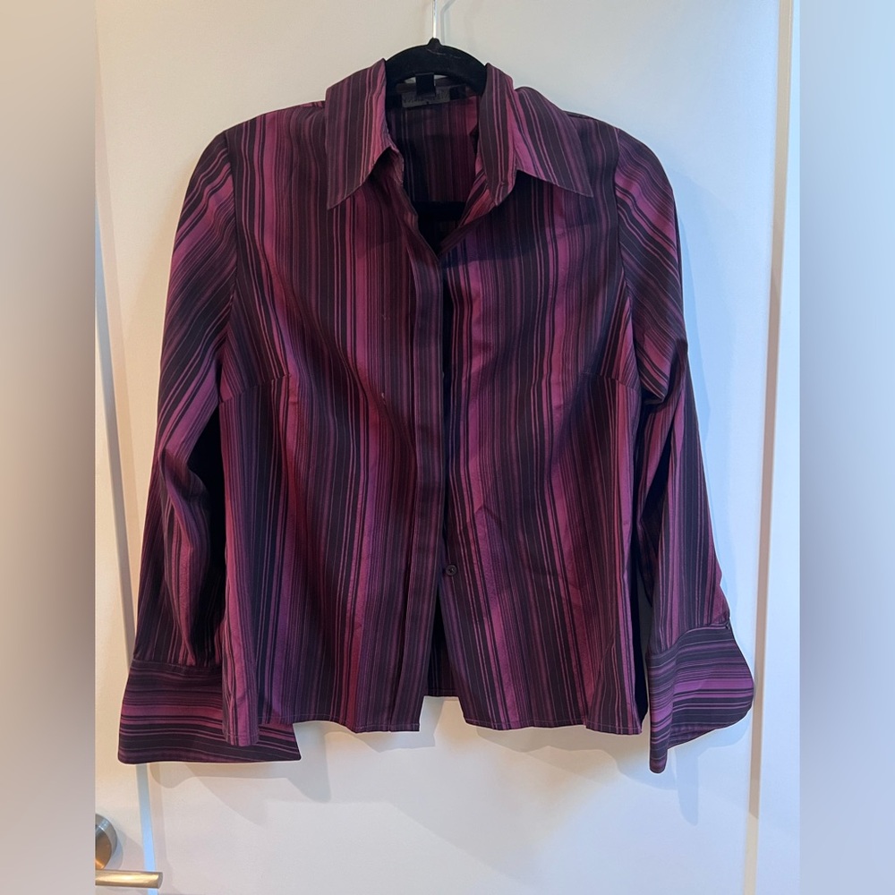 Anne Klein Suit Burgundy Striped Shirt